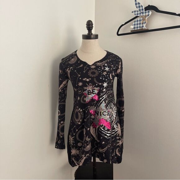 ✨ Desigual Kids Galaxy Star Dress – “Be Nice” Sequin Detail – Size 13/14 ✨ - Picture 2 of 15